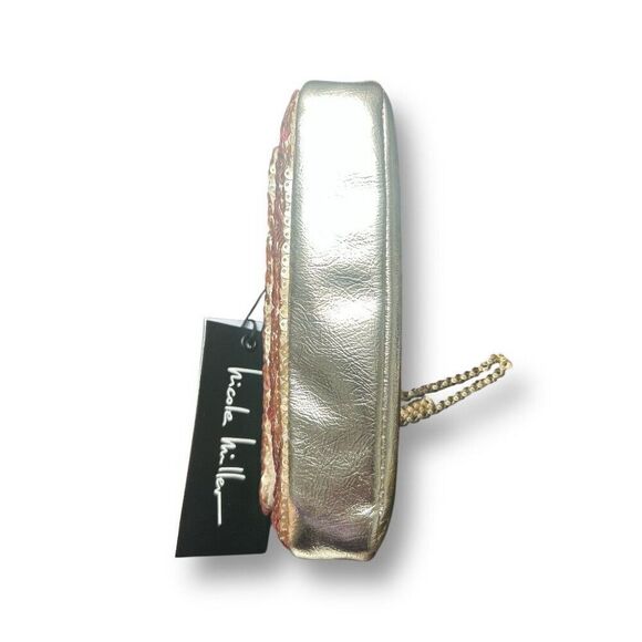 Nicole Miller Gold Sequin Chevron Crossbody Bag Chain Strap Purse NWT - Picture 4 of 12